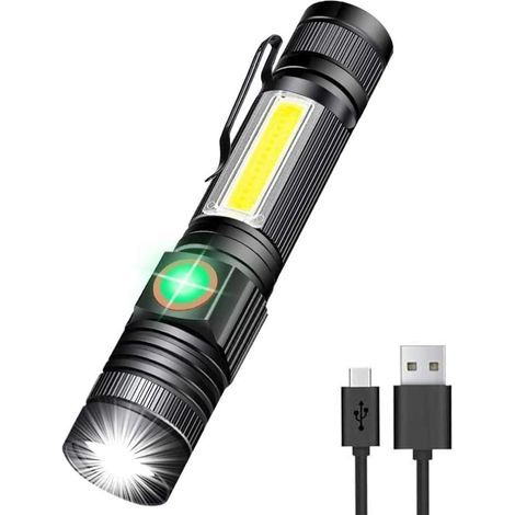 Lampe torche rechargeable (pile incluse), lampe torche LED magnétique avec éclairage latéral COB (1/5)