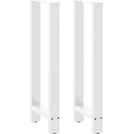 Lot de 2 pieds de table de bar design moderne 40 x 100 cm avec niveleurs ajustables en acier blanc