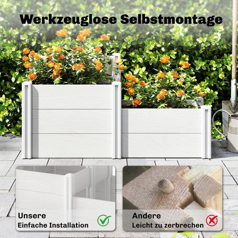 Potager surélevé modulaire 3 étages à fond ouvert, kit de jardin auto-assemblage pour plantes aromatiques en plastique
