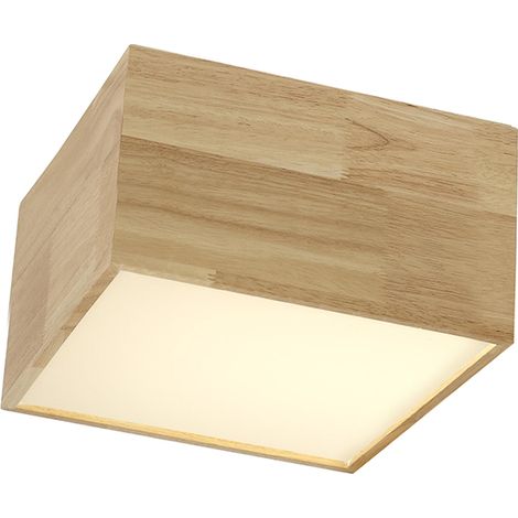 Plafón LED de Madera Clara Cuadrado 40w 3000k