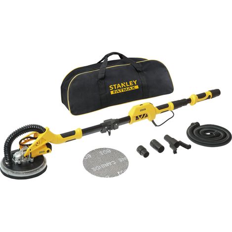 Stanley Fatmax – Ponceuse télescopique 750W Ø225mm – Bras extensible 1,25-1,8m – Éclairage LED 360° – Pour ponçage murs et plafonds - SFMEE500S-QS