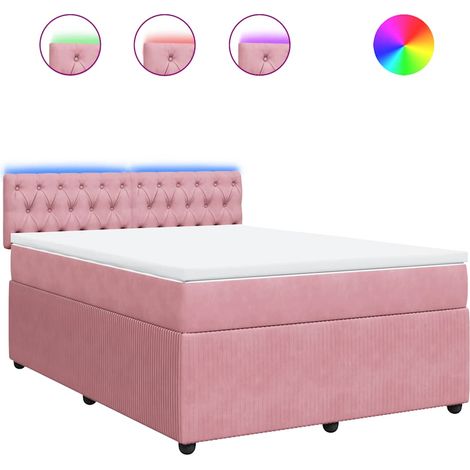 Maison Exclusive - Sommier à lattes de lit avec matelas Rose 160x200 cm Velours (1/5)