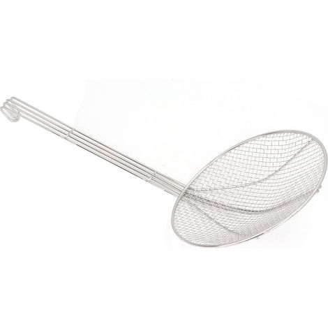 Skimmer spoon, Fine Mesh Strainer in 304 Stainless Steel, Large Heat Resistant Skimmer Ladle with Long Handle Hook for Cooking, Frying, Mixing (1/5)