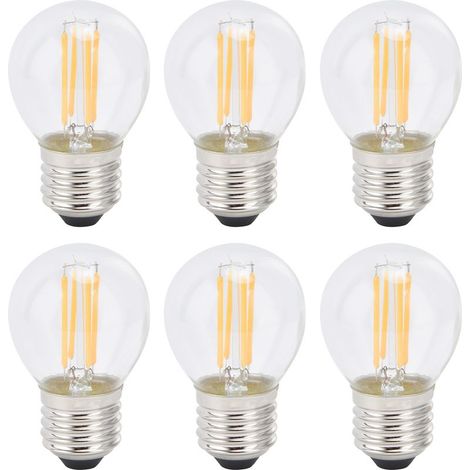Lot de 6 ampoules LED rétro G45, culot E27, transparentes, idéales pour la décoration intérieure, 6 watts, 110 volts, lumière chaude (1/5)
