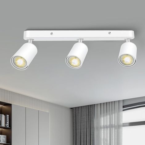 Plafonnier 3 Spots Blanc Mat GU10 Luminaire Orientable Mur (1/5)