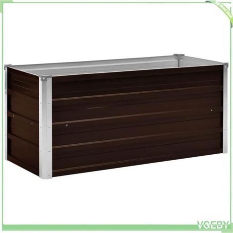Lit surélevé de jardin - FAFEICY - 45720 - 100 x 40 x 45 cm - Acier galvanisé - Marron (1/5)