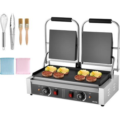 VEVOR Gril Panini Electrique de 3600 W, Double Presse a Panini avec Plaque Emaillee Plate de 48,5x23 cm, Appareil a Sandwich en Inox, Controle de la Temperature, pour Hamburger, Steak, Cuisine (1/5)
