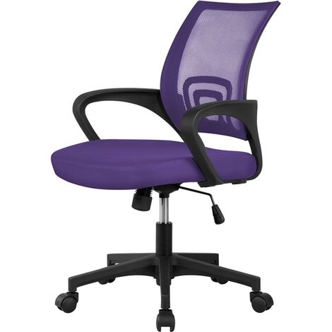 Homevive Silla de Oficina Silla de Malla Altura Ajustable para Trabajo Silla Escritorio Ergonómica Giratoria Violeta
