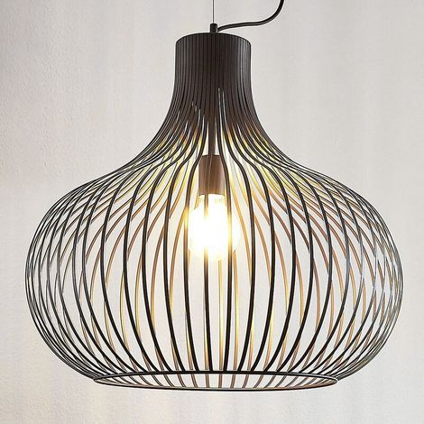 [NEUWERTIG] B-Ware Lindby Hängeleuchte Frances Deckenlampe Pendelleuchte Lampe Braun 1-flammig 60cm (1/2)