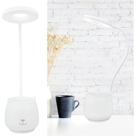 Lampe de bureau rechargeable pour étudiants avec support pour téléphone portable, lampe de bureau pliable, porte-stylo, lampe de bureau tactile (1/5)