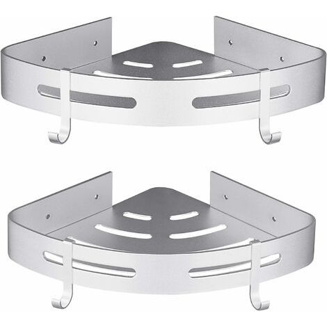 Répulsif pour insectes et animaux Etagère Douche d'angle sans Perçage Rangement Salle de Bain Douche Lot de 2 Argent avec Crochets (1/5)