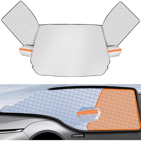 Copertura per parabrezza anteriore auto - 1 pezzo, argento, protezione da sole, polvere e pioggia, adatta per berline, protezione UV, protezione dalla neve, protezione dalla polvere (1/5)