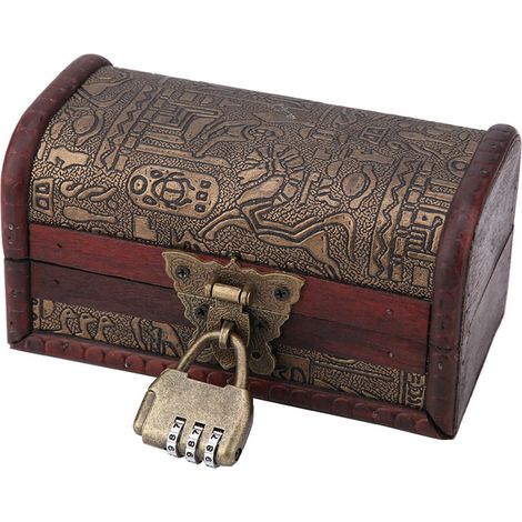 Boîte de rangement à bijoux en bois style vintage européen, décoration intérieure classique (1/5)