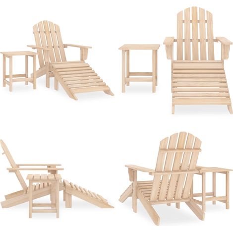Chaise de jardin Adirondack avec repose-pied et table Sapin - Chaise Adirondack - Mobilier De Jardin - Salon De Jardin - Chaise Extérieure - Chaise En Bois - Home & Living