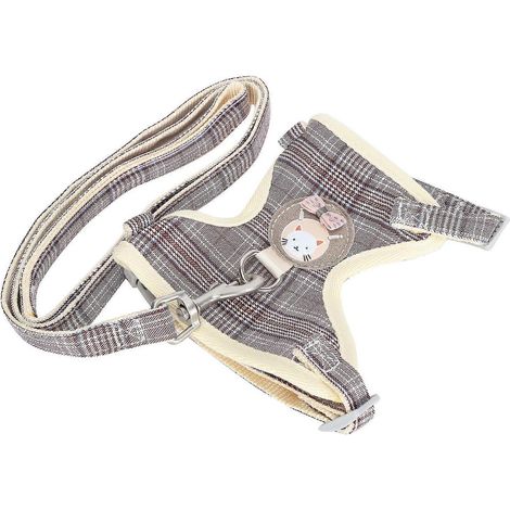 Harnais-gilet respirant pour chat avec laisse, sangle réglable anti-fugue pour animaux de compagnie, idéal pour les promenades (couleur café) (1/2)