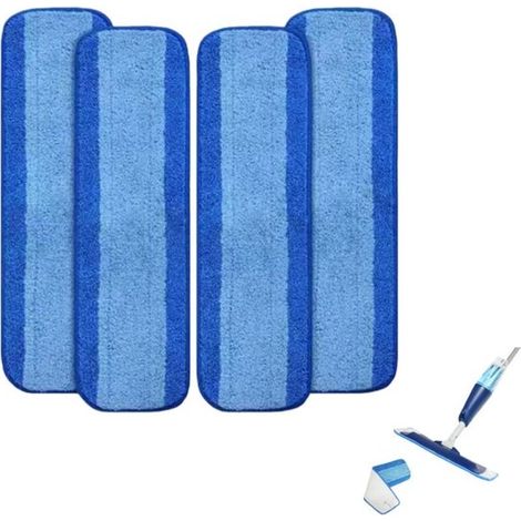 Lot de 4 lingettes de nettoyage en microfibre - lingette de rechange - pour balai Bona - super absorbantes - 46 × 14 cm (1/5)