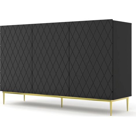 Cómoda DIUNA 3D 145 cm sobre estructura negro mate (1/5)