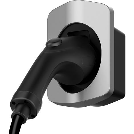 Support EV pour Prise Type 2, Support Mural & Porte-Câble pour Câble de Recharge Jusqu’à 7 m, Matériau Robuste et Résistant aux Intempéries, Accessoire Organisateur argenté