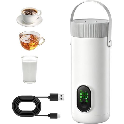 Bouilloire Électrique Portable, 500ML Mini Bouilloire de Voyage, 6 Temperatures Bouilloire Electrique, Acier Inoxydable 304, 15 Minutes Chauffage Rapide, pour Thé, Café, Lait (1/5)