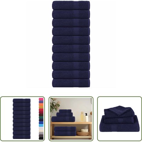 vidaXL Baumwolltuch - Handtücher FROGN 10 Stk. Marineblau 50x100 cm 360 g/m² (1/5)