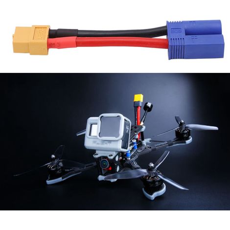 Câble souple en silicone flexible XT60 femelle vers EC5 mâle pour modèles RC voiture, avion, bateau (1/5)