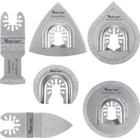 Lot de 6 lames diamant multi-outils universelles pour enlever les joints de grain, lames à dégagement rapide pour carrelage, brique d'air, ciment, béton, maçonnerie (1/5)
