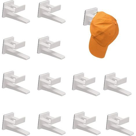 CSPARCV 12-teiliges Huthaken-Set, schwarze Wandhalterung mit Doppelhaken, Wandhaken für verschiedene Hüte, Schlüsselanhänger, Kopfhörer, Schals. (Weiß) (1/4)