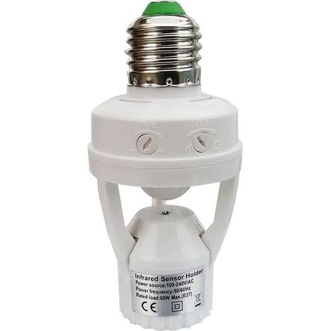 Portalámparas con detector de movimiento PIR. Bombillas con base E27 para uso en interiores con ajuste de tiempo y luz. (1/5)
