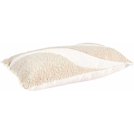 Coussin 30x50cm Beige Tissu Bouclette Motif Vague (1/2)