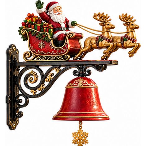 Irovami Clochette décorative de Noël en forme de traîneau et de renne, rouge (1/5)