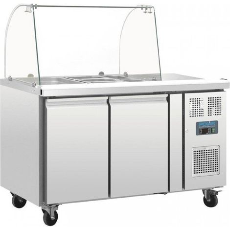 Comptoir de préparation réfrigéré 282 Litres , 2 portes GN 1/1 avec pare-haleine, 300 W, 220 V - MONO