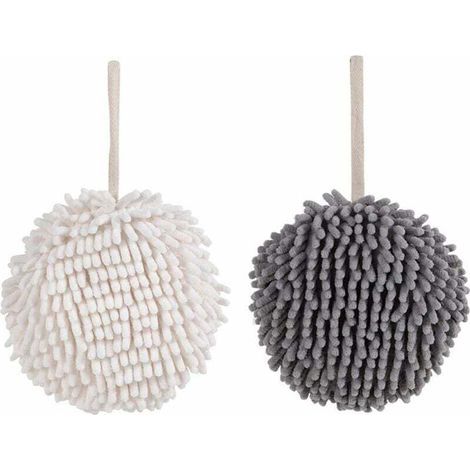 Asciugamano in microfibra da appendere, morbido asciugamano in velluto color corallo, asciugamano assorbente ad asciugatura rapida per cucina e bagno (bianco e grigio) (1/5)