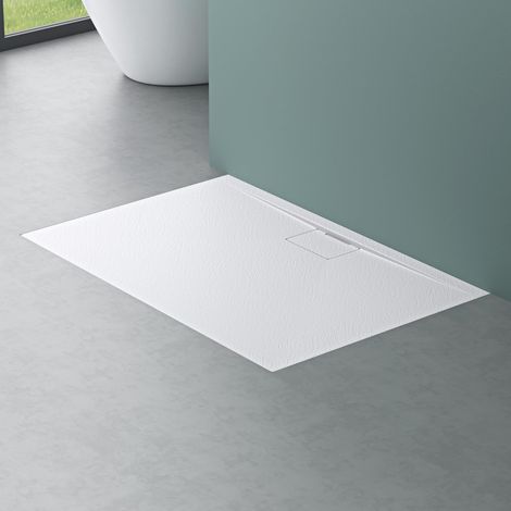 Mai & Mai Piatto Doccia 70x100 cm, Spessore 3cm, Piatto Doccia Rettangolare Ultrasottile in Resina Effetto Pietra, Antiscivolo Indistruttibile, per Box Doccia, Bianco, Geoma07 (1/5)