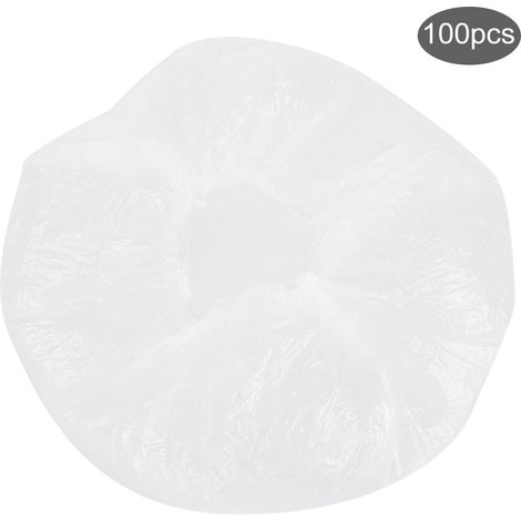 100 unités de bouchons de douche jetables transparents imperméables pour salon de coiffure, hôtel et usage domestique, adaptés aux petites têtes (1/5)