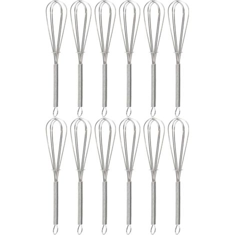 Petits fouets à fil, fouet manuel, acier inoxydable, argenté, pour mélanger et fouetter, ensemble d'ustensiles de cuisine durables (12 pièces de 12 cm) (1/5)