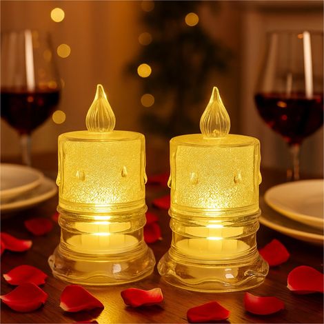 Candele LED in cristallo senza fumo - 12 pezzi. Decorative 8 cm (1/5)