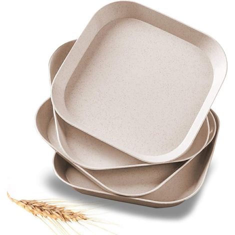Assiette Carrée - Paille De Blé - 15 Cm - Réutilisable - Pour Apéritif Et Céréales - 1 Pièce (1/4)