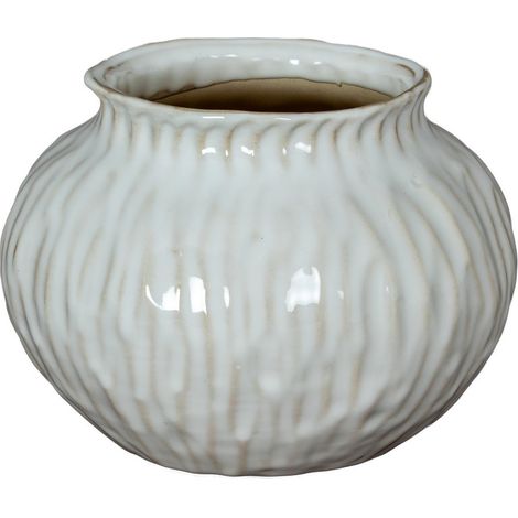Numa Squat Vase - Ceramic - L18 x W18 x H13 cm - White