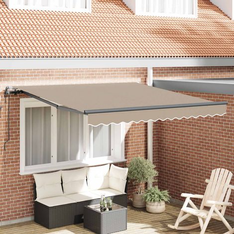 Einziehbare Markise Beige 350 x 250 cm Stoff und Aluminium