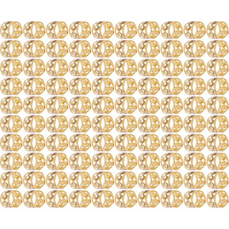 100 perles à strass scintillants pour tresses et dreadlocks, or. (1/5)