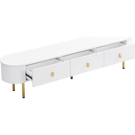 Conjunto de salón mesa de centro y mueble TV MDF blanco y dorado HOMVRA (1/5)