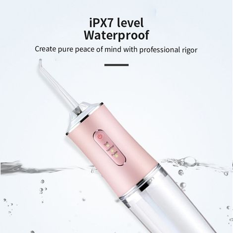 Hydropulseur dentaire électrique à 4 embouts, portable, pour la maison, rose. (1/5)