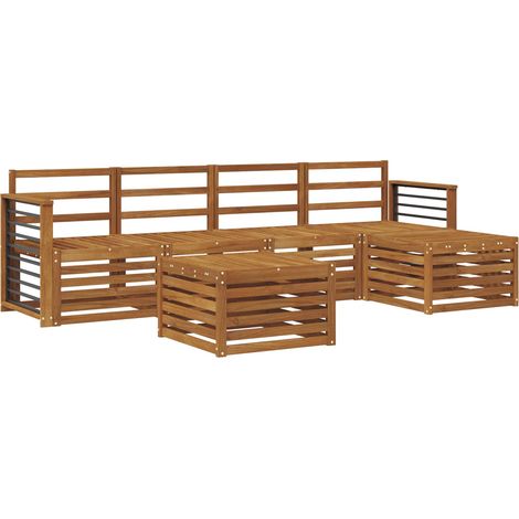 Sofa Sets 6 pcs Natural Solid Acacia Wood vidaXL