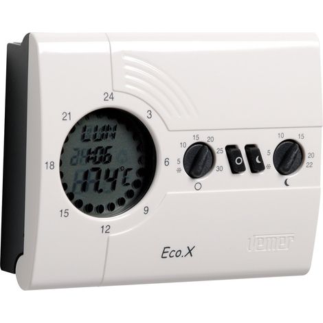 VEMER VN160800 ECO.X-W - Cronotermostato Digitale per Caldaia, Programmazione Settimanale, Alimentazione a Batterie, Bianco