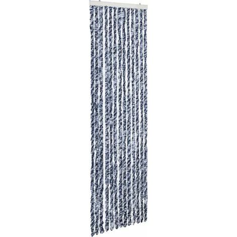 Moustiquaire bleue, blanche et argentée, 56 x 185 cm, en chenille. (1/5)
