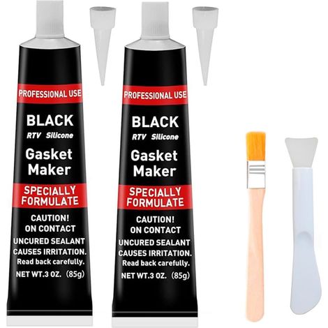 Pate a Joint Moteur, 2PCS Joint Carter Huile Moteur, pour Réparation, Silicone Noir, Mastic d'Étanchéité, Plage de Résistance à la Chaleur de -60℃-320℃ -85g (1/5)