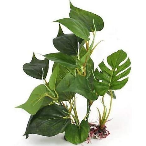 Plante d'aquarium en plastique vert avec feuilles de lotus artificielles, 20 cm (1/5)