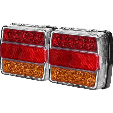 Deux feux arrière de camion de remorque bicolores 12V 16LED (couvercles rouge et jaune) (1/5)