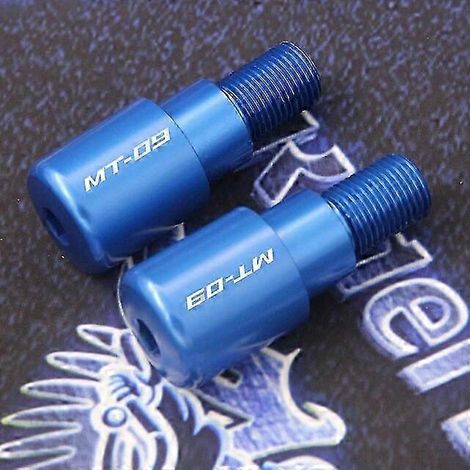 Poignées de guidon en aluminium CNC pour Yamaha MT-09 (2014-2021), contrepoids de direction, embouts de guidon 16 mm (bleu avec logo). (1/5)