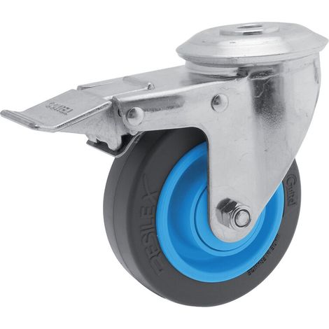 Roulette pivotante à blocage à oeil roue Résilex® pour charges moyennes - Gemroll. diamètre 100 mm. charge 150 kg - GUITEL-POINT M